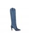Christian Louboutin Santia Botta 85 Mm Stivali Nappa Di Pelle E Denim