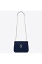 Saint Laurent Velluto Blu Piccolo Loulou Catena Di Borsa