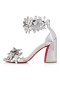 Christian Louboutin 85 mm Argento/lin Argento Sandalo Vitello