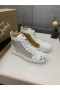 Christian Louboutin Lou Picchi di Alta top Sneakers Strass e borchie in Oro Bianco