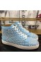 Christian Louboutin Louis Picchi Di Alta Top Sneakers In Pelle Di Vitello Blu Chiaro