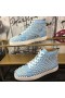 Christian Louboutin Louis Picchi Di Alta Top Sneakers In Pelle Di Vitello Blu Chiaro