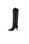 Christian Louboutin Santia Botta Strass 85 Mm Stivali Veau Velours E Strass Nero