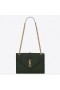 Saint Laurent Media Busta Borsa Verde Scuro In Pelle A Grana Saint Laurent Borse