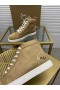 Christian Louboutin Lou Picchi Orlato Piatto Di Alta Cima Scarpe Da Ginnastica Veau Velours Beige
