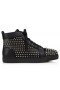 Christian Louboutin Louis Notte Picchi di Alta Top Sneakers in Vitello e Pelle Nappa Nera