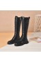 Jimmy Choo Cavaliere Ginocchio Tacco Squadrato Martin Vacchetta Pizzo Nero Stivali