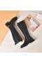Jimmy Choo Cavaliere Ginocchio Tacco Squadrato Martin Vacchetta Pizzo Nero Stivali