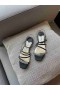 Jimmy Choo Meira Sandali Di Cuoio Nero Abbellimento Di Cristallo