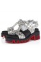 Christian Louboutin Duniclou Sandali Specchio in Pelle Argento CL Scarpe