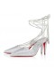 Christian Louboutin Astrid Pizzo Strassita 85 Mm Strappy Pompe Metallizzato Camoscio E Strass Di Cristallo