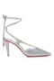 Christian Louboutin Astrid Pizzo Strassita 85 Mm Strappy Pompe Metallizzato Camoscio E Strass Di Cristallo