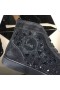 Christian Louboutin Lou Pik Pik Strass Di Alta-Top Sneakers In Pelle Scamosciata Nera