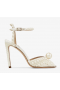 Jimmy Choo Sacora 100mm White Sandali in Raso con Perle