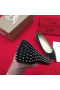 Christian Louboutin Pigalle Spikes Ballet Flats Glitter Leather Black