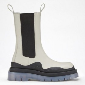 Bottega Veneta BV Gomma Chelsea Boots Bianco in pelle di Vitello Bottega Veneta Stivali