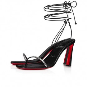 Christian Louboutin Condora Lacestrass 85mm Sandali in Pelle Nera