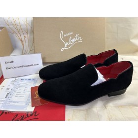 Christian Louboutin Dandy Pulcino Mocassino in Velluto Nero CL Scarpe