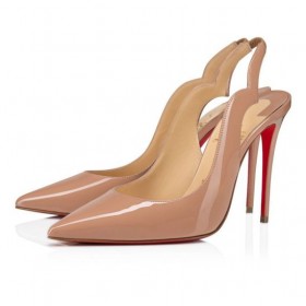 Christian Louboutin Pulcino Caldo Sling 100 Mm Sling Back Pompe Della Pelle Verniciata Blush