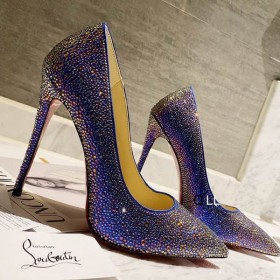 Christian Louboutin Kate Strass Degradare le Pompe di 100mm in pelle Scamosciata Blu