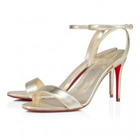 Christian Louboutin Loubigirl 85 Mm Sandali in Pelle Platine CL Scarpe