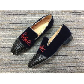 Christian Louboutin Spooky Mocassini in Velluto e vernice Nera
