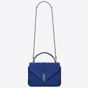 Saint Laurent Medio College Borsa Blu Otre Di Pelle Di Saint Laurent Borse