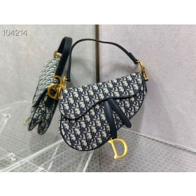 Dior Borsa sottosella Blu Dior Obliquo Jacquard Media di 25,5 CM