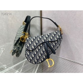 Dior Borsa sottosella Blu Dior Obliquo Jacquard Media di 25,5 CM