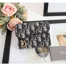 Dior Sella Lotus Portafoglio Blu Dior Obliquo Jacquard 10.5 CM