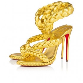 Christian Louboutin Fatima 120 Mm Sandali Iridescente Pelle Nappa Oro