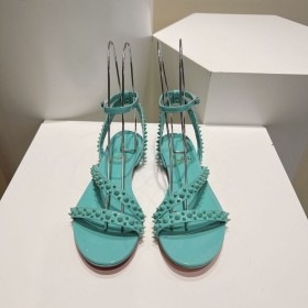 Christian Louboutin Mafaldina Sandali Flat In Vernice Blu