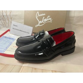 Christian Louboutin Penny Mocassini Brevetto Pelle Di Vitello Nero Scarpe Christian Louboutin