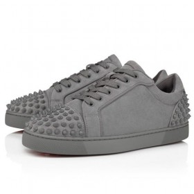 Christian Louboutin Seavaste 2 Scarpe Da Ginnastica Veau Velours Grigio Fumo
