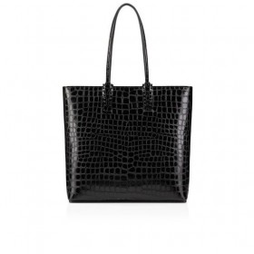 Christian Louboutin Cabata Tote Bag In Coccodrillo Goffrato Pelle Di Vitello Nero