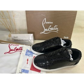 Christian Louboutin Divertente Vieira Orlato Sneakers Uomo In Coccodrillo Goffrato Pelle Di Vitello Nero