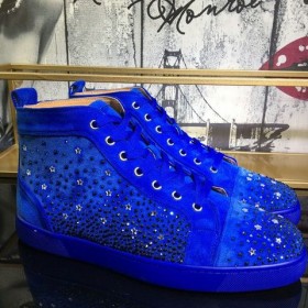 Christian Louboutin Galaxtitude High-top Sneakers in pelle Scamosciata Blu CL Scarpe
