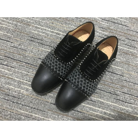 Christian Louboutin Hubertus Oxford Lug-suola in Velluto e Pelle Nero