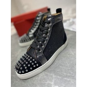 Christian Louboutin Lou Picchi Orlato di Alta-top Sneakers in Nabuk E Pelle Nero