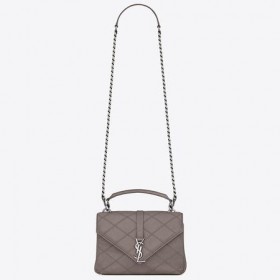 Saint Laurent Medio College Borsa Grigia In Pelle Matelasse