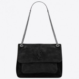 Saint Laurent Media Niki Borsa Di Camoscio Nero Saint Laurent Borse