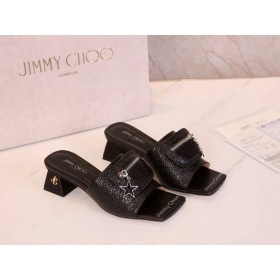 Jimmy Choo 45mm Diapositive Pelle di Vitello Cerniera Borsa Nero