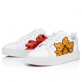 Christian Louboutin Adolon Junior scarpe da ginnastica in Pelle di Vitello Shun Sudo Stampa floreale Bianco CL Scarpe