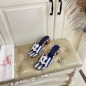Christian Louboutin CL Muli 50mm Malha Tessuto Stampato Blu CL Scarpe