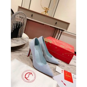 Christian Louboutin Condora Pompe 85mm in Pelle Scamosciata Blu CL Scarpe