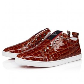 Christian Louboutin F. A. V Fique Una Volontà Slip-On Sneakers Coccodrillo Goffrato Pelle Di Vitello Acajou