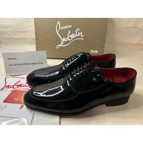 Christian Louboutin Lafitte Stringate Di Brevetto Pelle Di Vitello Nero Scarpe