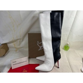 Christian Louboutin Astrilarge Botta 100 Millimetri Stivali In Pelle Di Vitello Bianco Christian Louboutin Scarpe