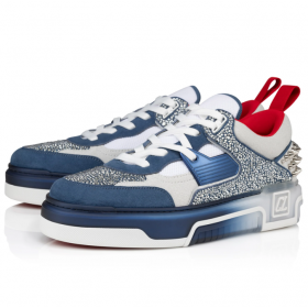 Christian Louboutin Astroloubi Strass Scarpe Da Ginnastica Veau Velours In Pelle Scamosciata Blu