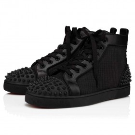 Christian Louboutin Lou Picchi Di 2 Sneaker In Tessuto E Pelle Di Vitello Nero